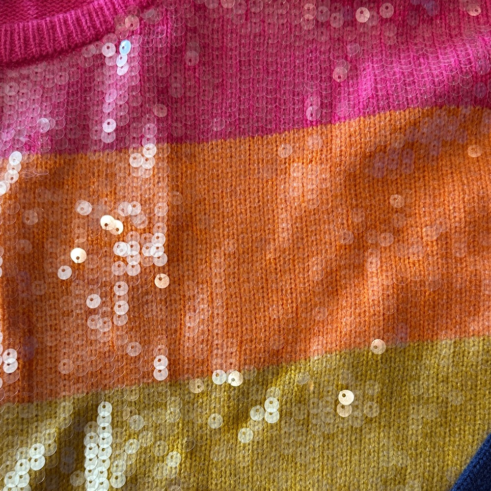 Colorful Striped Sequin Front Sweater - Picture 2 of 9